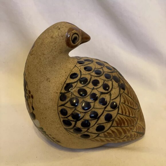 Sandstone Tonala Mexican Folk Art Pottery Quail Bird Netzi 5.5 Netzl Partridge - Picture 3 of 13